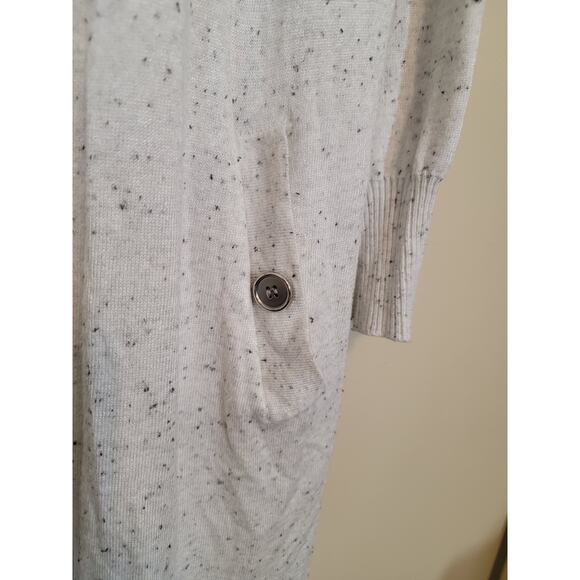 Eleven Eleven Speckled Open Front Knit Cardigan Sweater White Black Size Medium - Picture 5 of 8